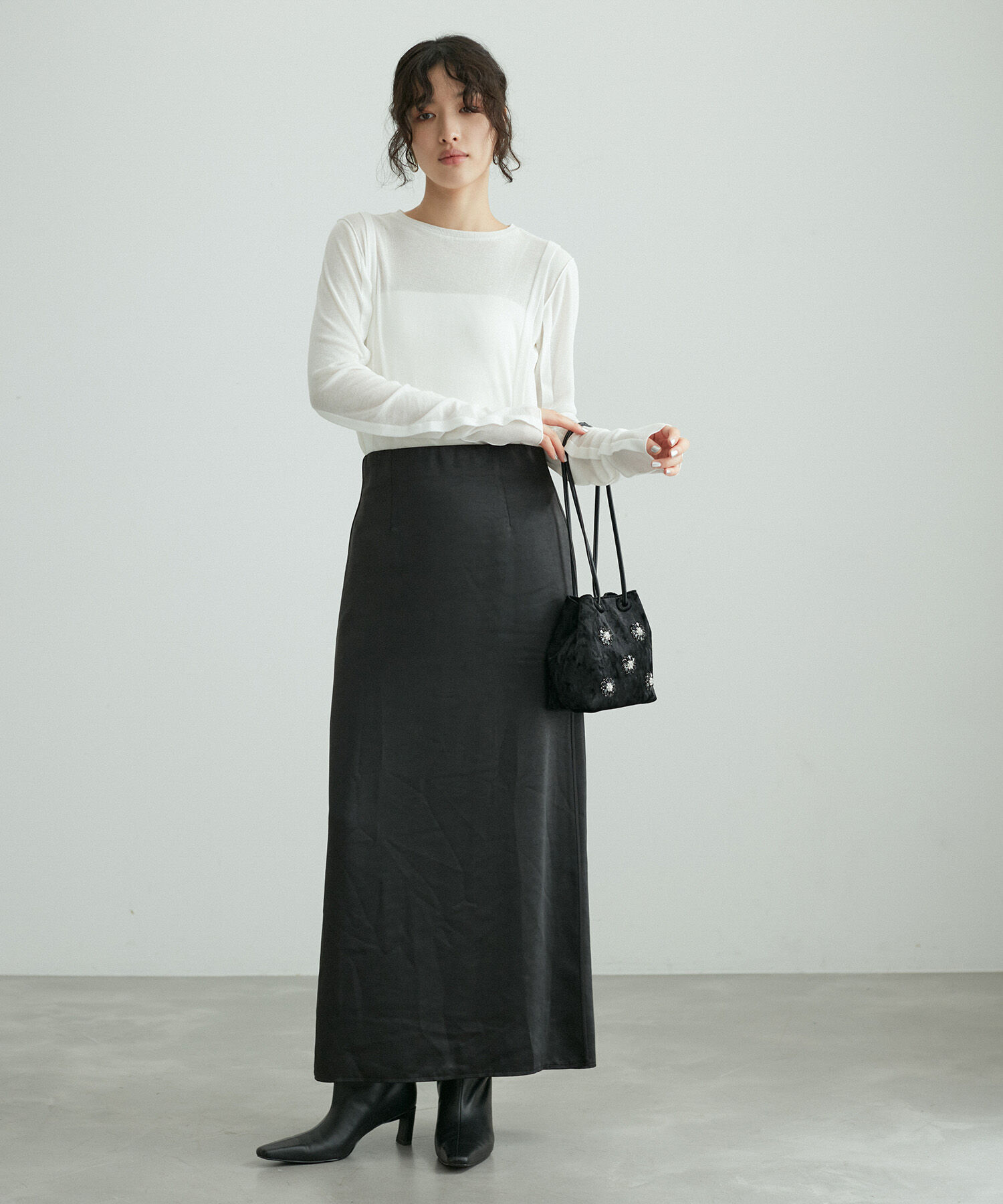 ADAM ET ROPE'「【サステナブル】ビジュー2WAY巾着バッグ」|ショルダー・メッセンジャー|