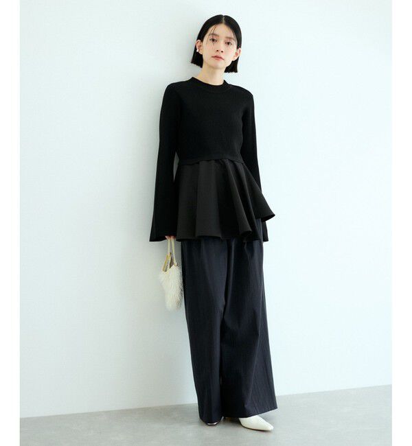 ADAM ET ROPE'「【サステナブル】・【オケージョン】・【洗える】ペプラムコンビニットプルオーバー」|ニット・セーター|