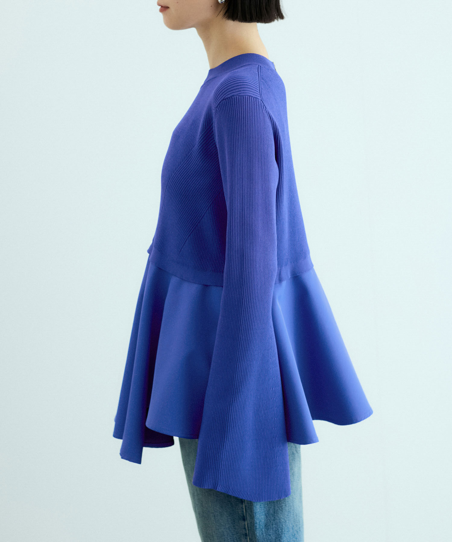 ADAM ET ROPE'「【サステナブル】・【オケージョン】・【洗える】ペプラムコンビニットプルオーバー」|ニット・セーター|