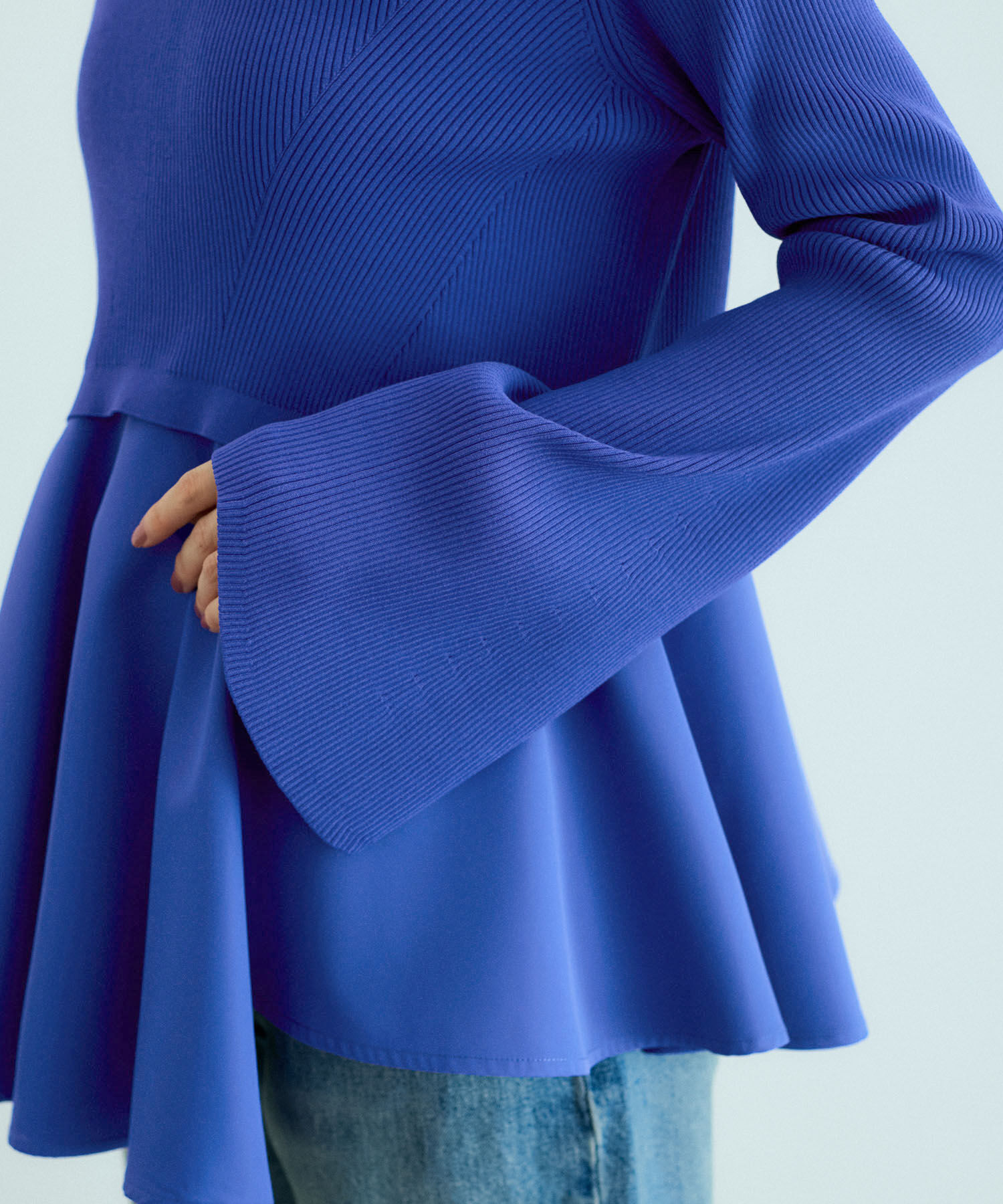 ADAM ET ROPE'「【サステナブル】・【オケージョン】・【洗える】ペプラムコンビニットプルオーバー」|ニット・セーター|