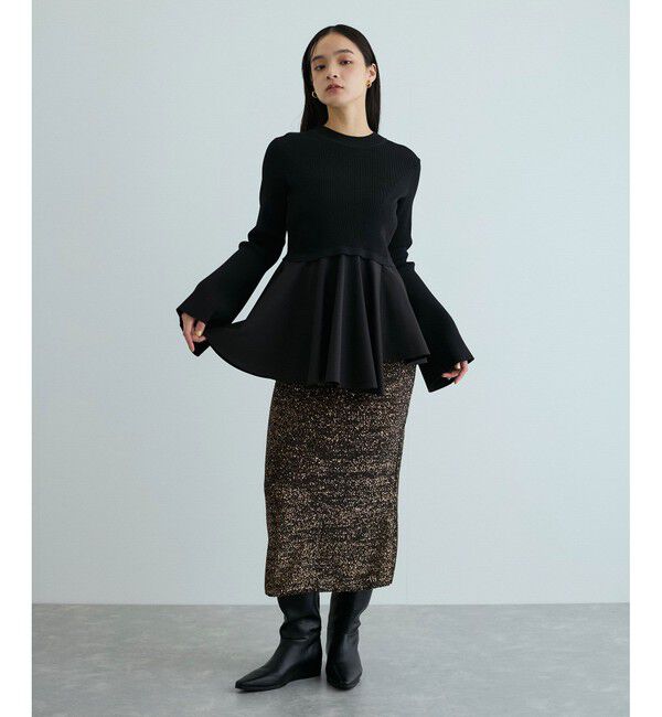 ADAM ET ROPE'「【サステナブル】・【オケージョン】・【洗える】ペプラムコンビニットプルオーバー」|ニット・セーター|