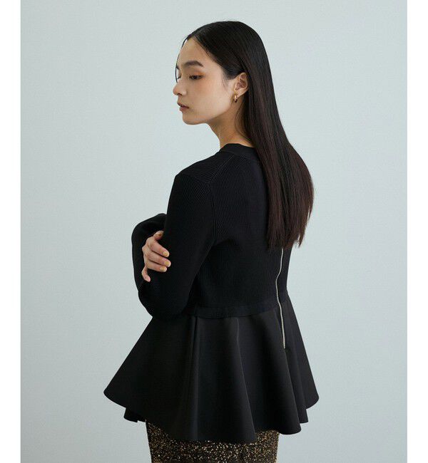ADAM ET ROPE'「【サステナブル】・【オケージョン】・【洗える】ペプラムコンビニットプルオーバー」|ニット・セーター|
