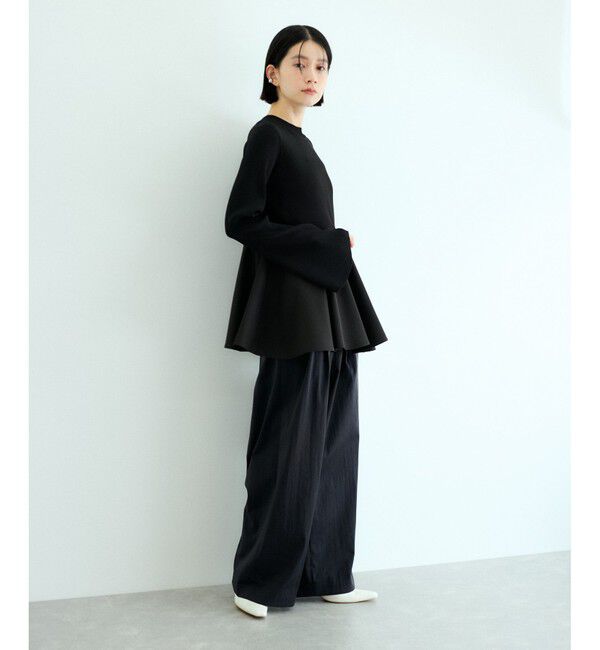 ADAM ET ROPE'「【サステナブル】・【オケージョン】・【洗える】ペプラムコンビニットプルオーバー」|ニット・セーター|