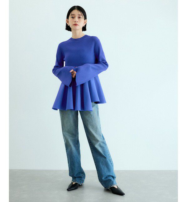 ADAM ET ROPE'「【サステナブル】・【オケージョン】・【洗える】ペプラムコンビニットプルオーバー」|ニット・セーター|