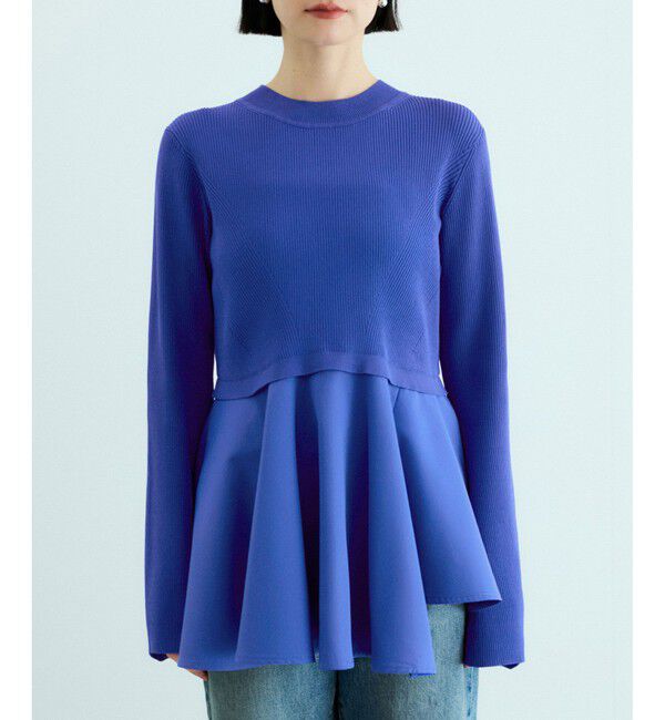 ADAM ET ROPE'「【サステナブル】・【オケージョン】・【洗える】ペプラムコンビニットプルオーバー」|ニット・セーター|