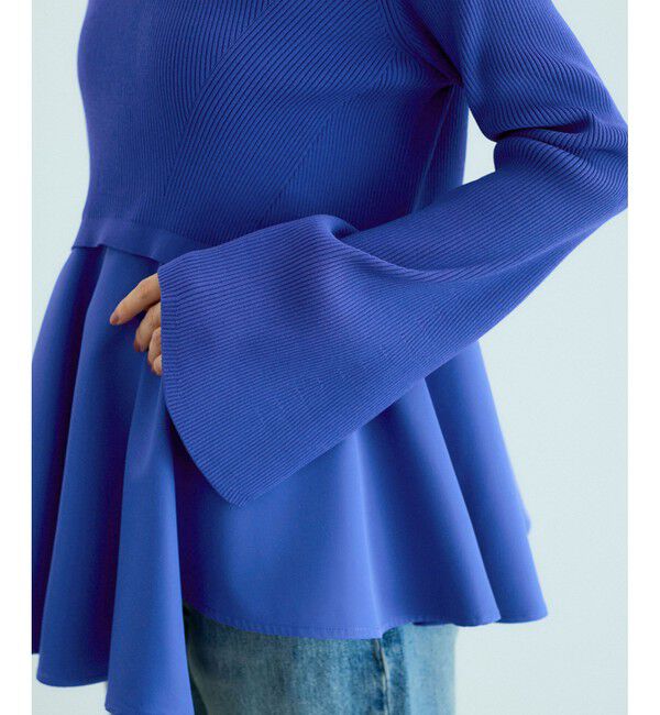 ADAM ET ROPE'「【サステナブル】・【オケージョン】・【洗える】ペプラムコンビニットプルオーバー」|ニット・セーター|