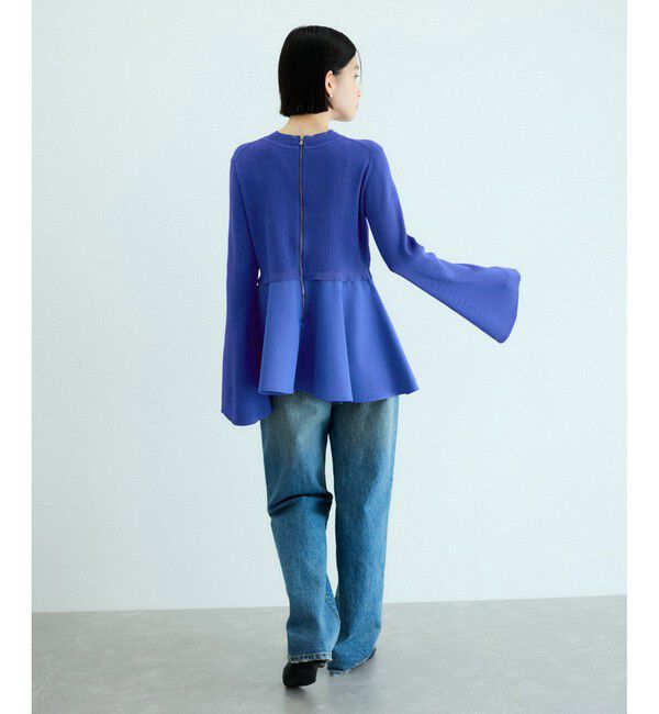 ADAM ET ROPE'「【サステナブル】・【オケージョン】・【洗える】ペプラムコンビニットプルオーバー」|ニット・セーター|