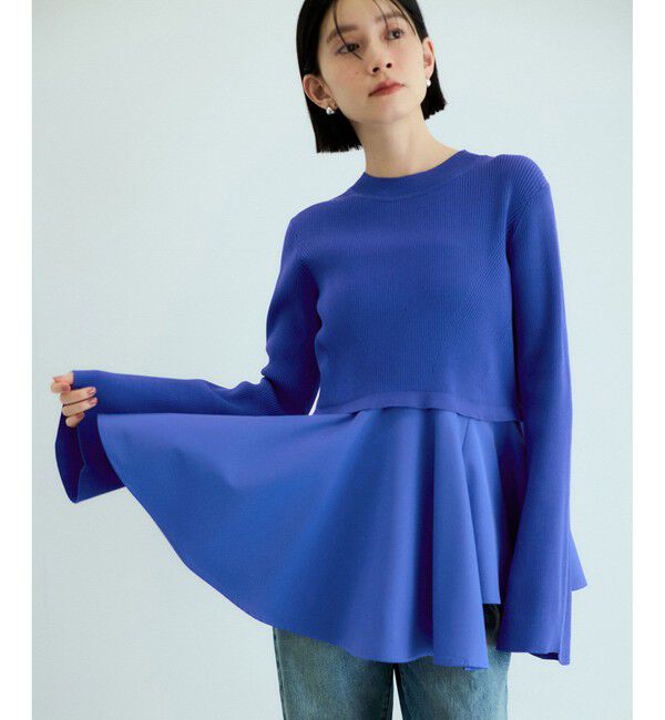 ADAM ET ROPE'「【サステナブル】・【オケージョン】・【洗える】ペプラムコンビニットプルオーバー」|ニット・セーター|