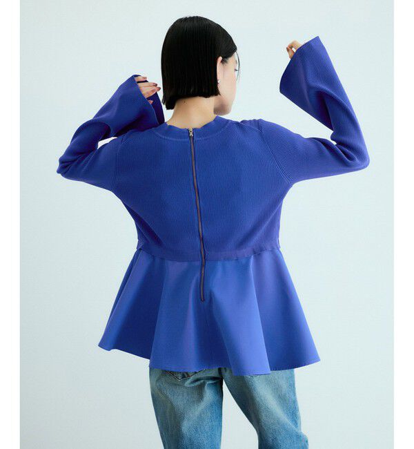 ADAM ET ROPE'「【サステナブル】・【オケージョン】・【洗える】ペプラムコンビニットプルオーバー」|ニット・セーター|