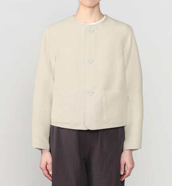 ORCIVAL「ORCIVAL | コットンポリジャカード ラウンドネックジャケット WOMEN」|ノーカラージャケット|