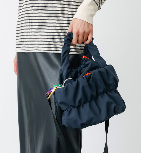 Rouge vif「【cheek/チーク】2WAY ギャザー キンチャクトートバッグ」|ショルダー・メッセンジャー|ブラック