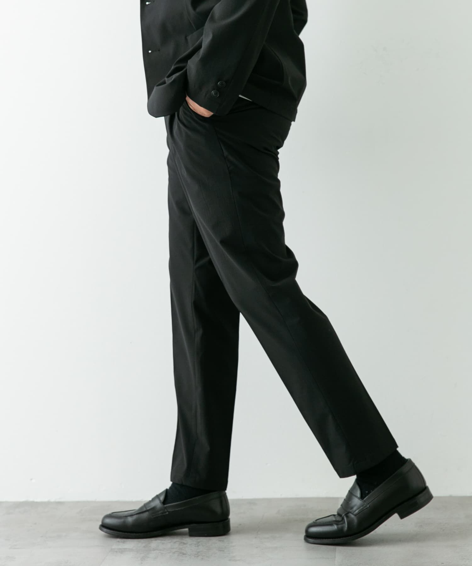 URBAN RESEARCH DOORS「『ｲｰｼﾞｰｹｱ』LIFE STYLE TAILOR ﾘｯﾌﾟｽﾄｯﾌﾟﾅｲﾛﾝｽﾄﾚｯﾁ 」|スラックス|ブラック