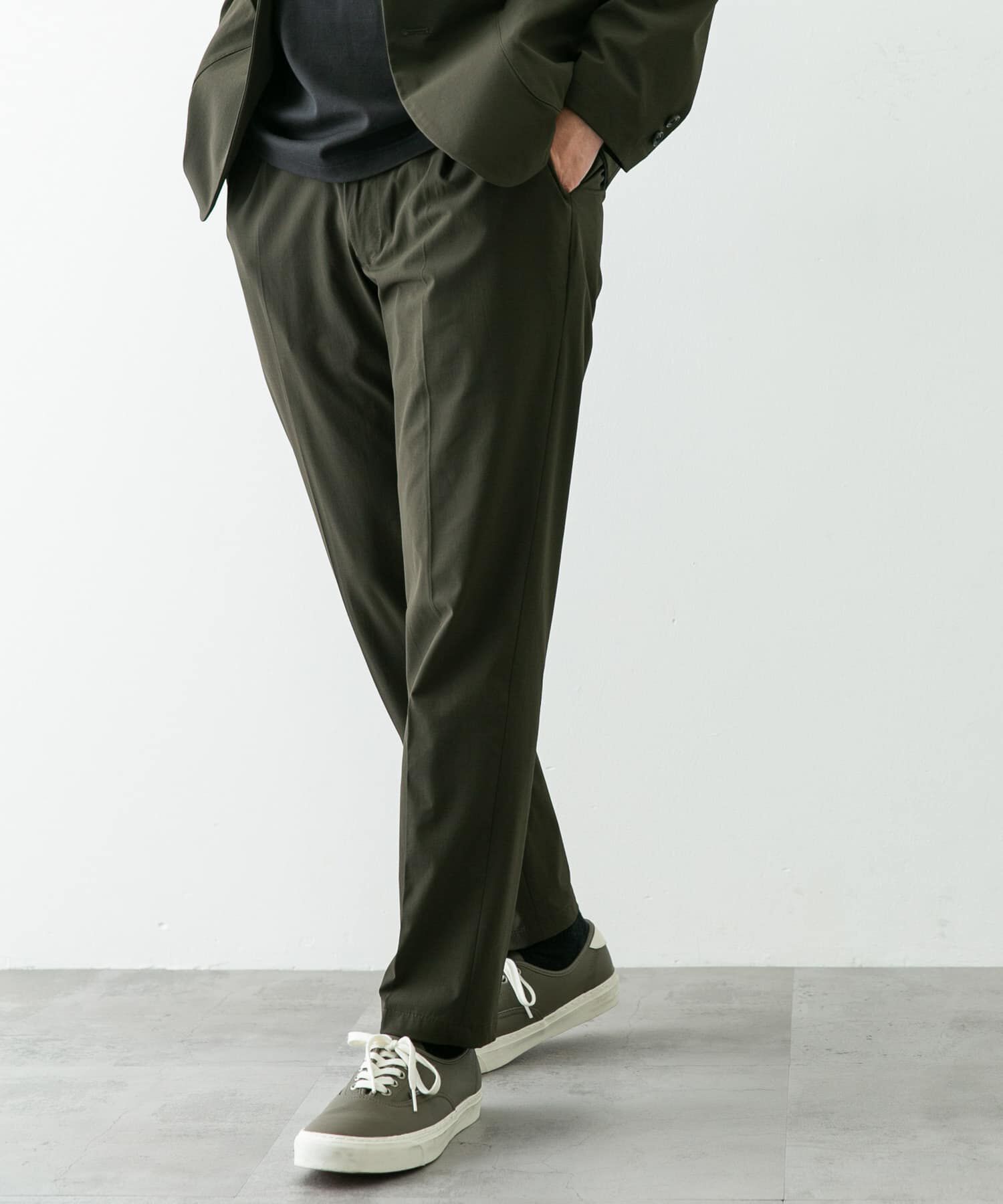 URBAN RESEARCH DOORS「『ｲｰｼﾞｰｹｱ』LIFE STYLE TAILOR ﾘｯﾌﾟｽﾄｯﾌﾟﾅｲﾛﾝｽﾄﾚｯﾁ 」|スラックス|カーキ