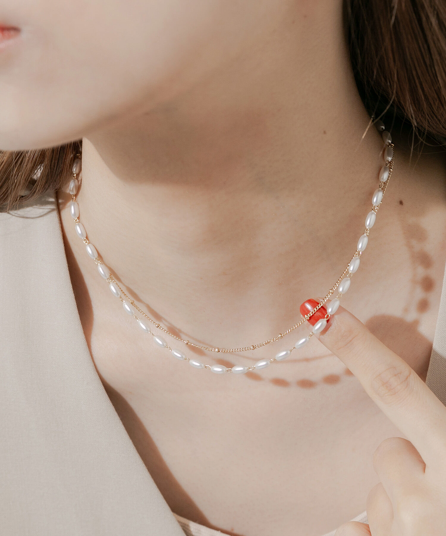 SMELLY「オーバルパール２セットネックレス」|ネックレス|