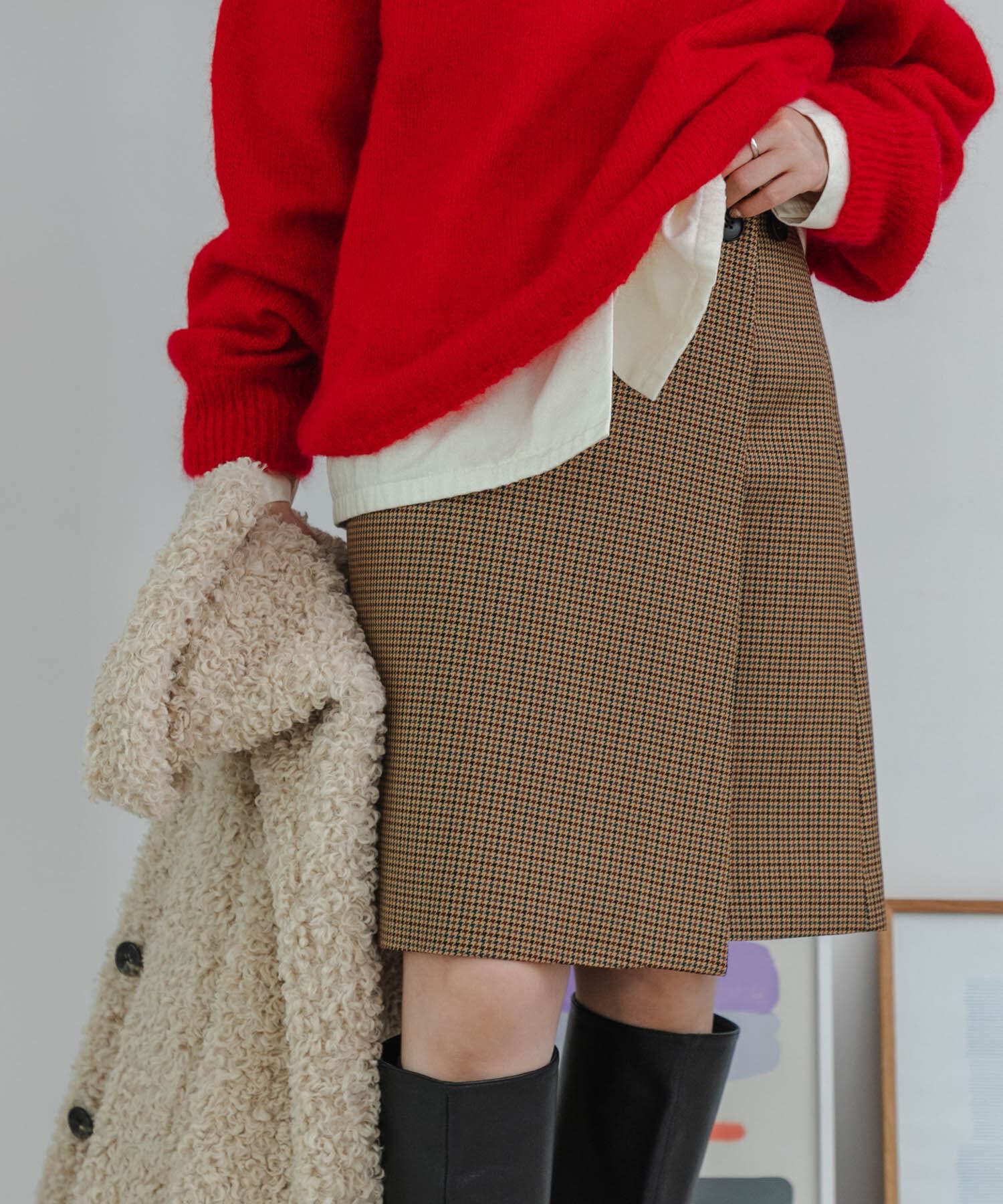 URBAN RESEARCH「ウールブレンドチェックスカート」|スカート|