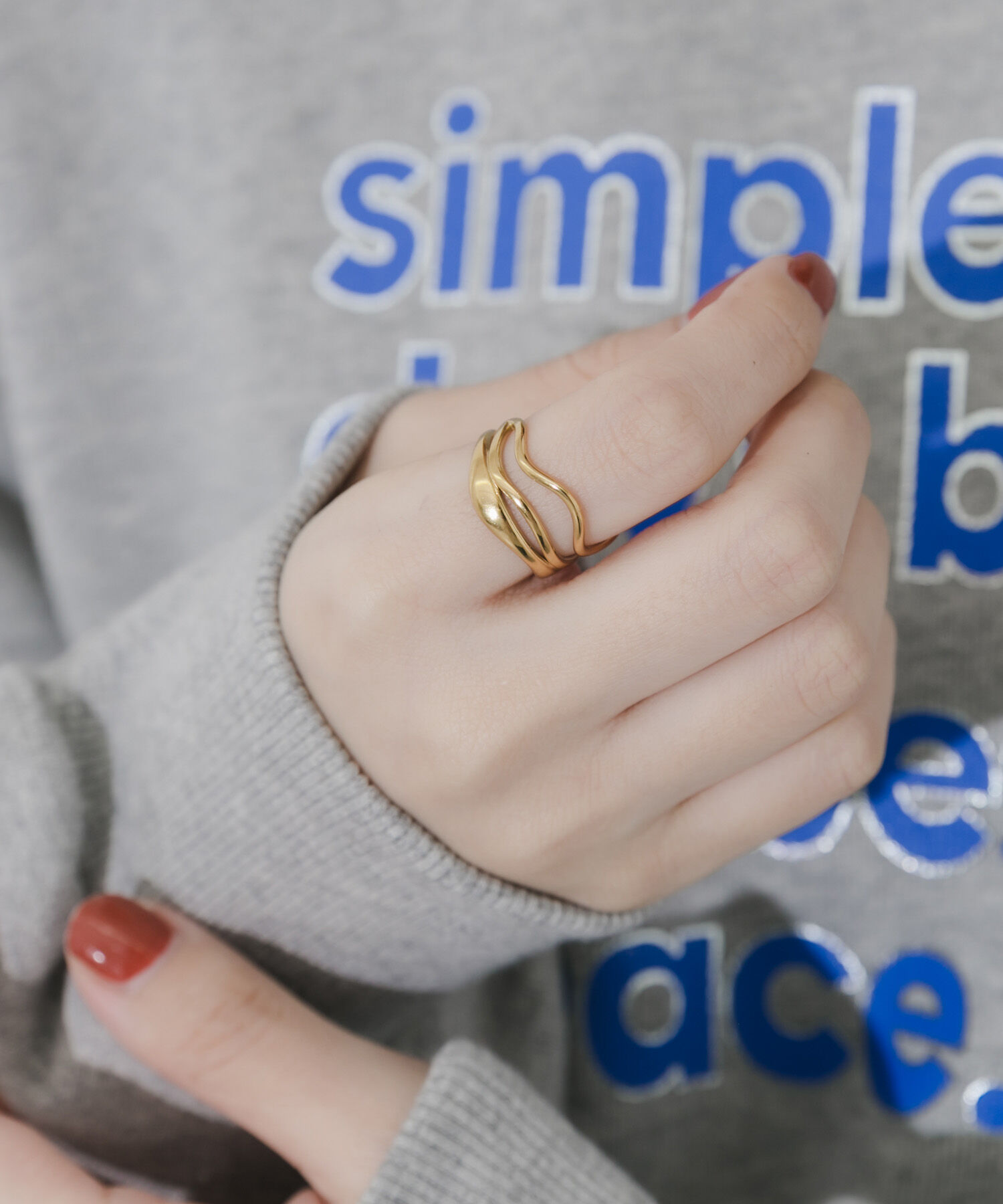 SMELLY「ステンレスニュアンスウェーブリング」|リング|