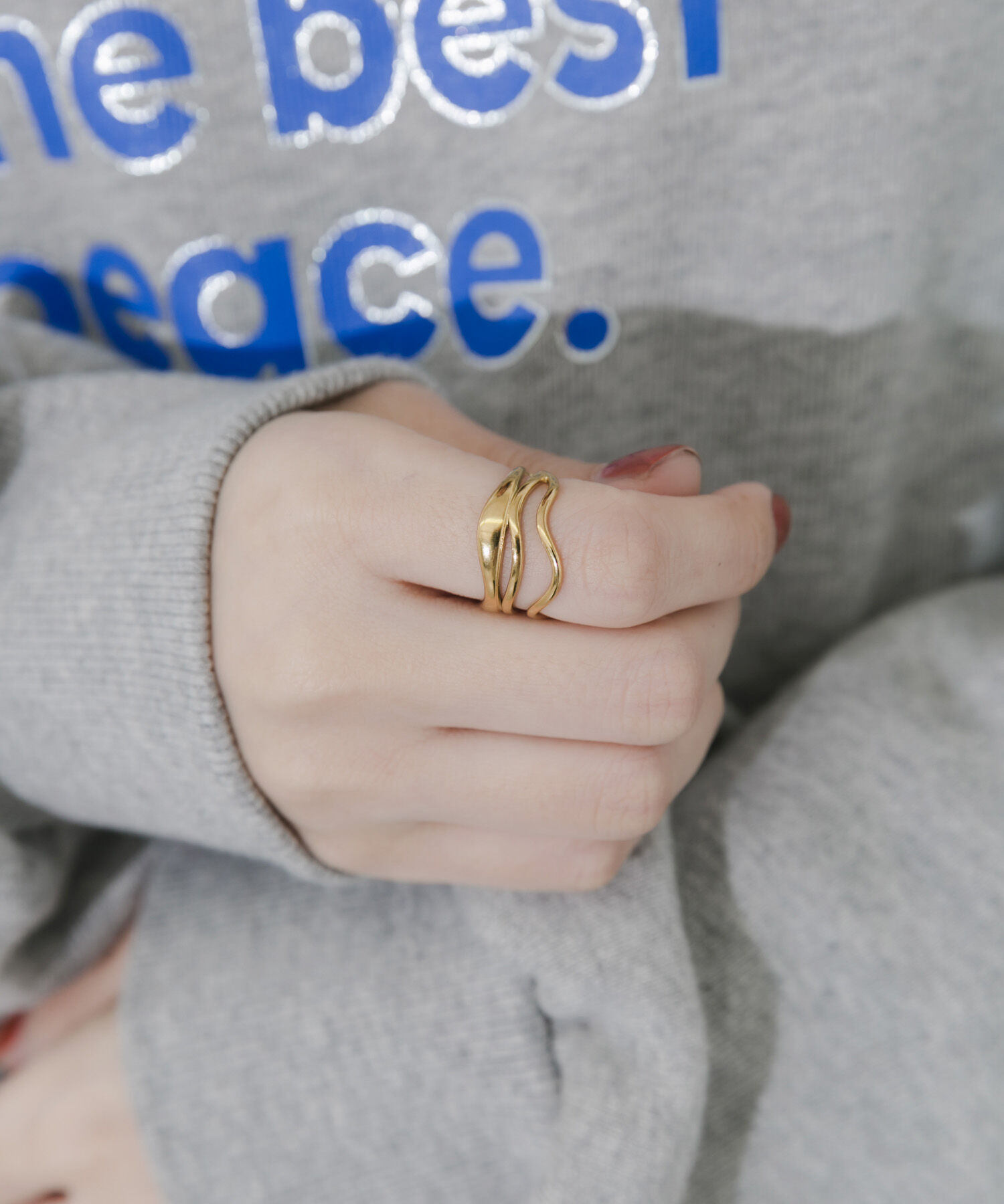 SMELLY「ステンレスニュアンスウェーブリング」|リング|