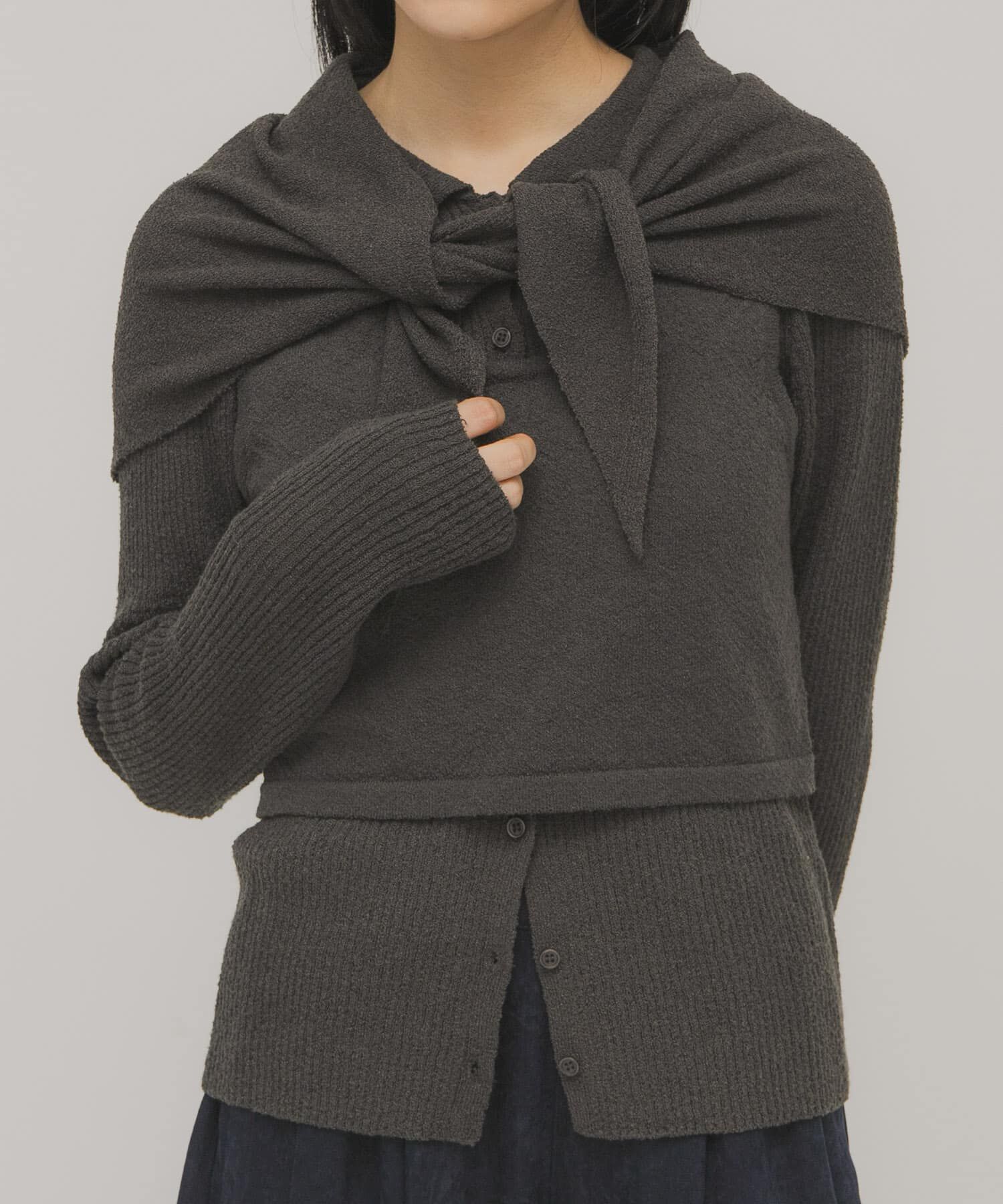  「『一部WEB限定カラー』ミニブークレレイヤードニットシャツ」|ニット・セーター|