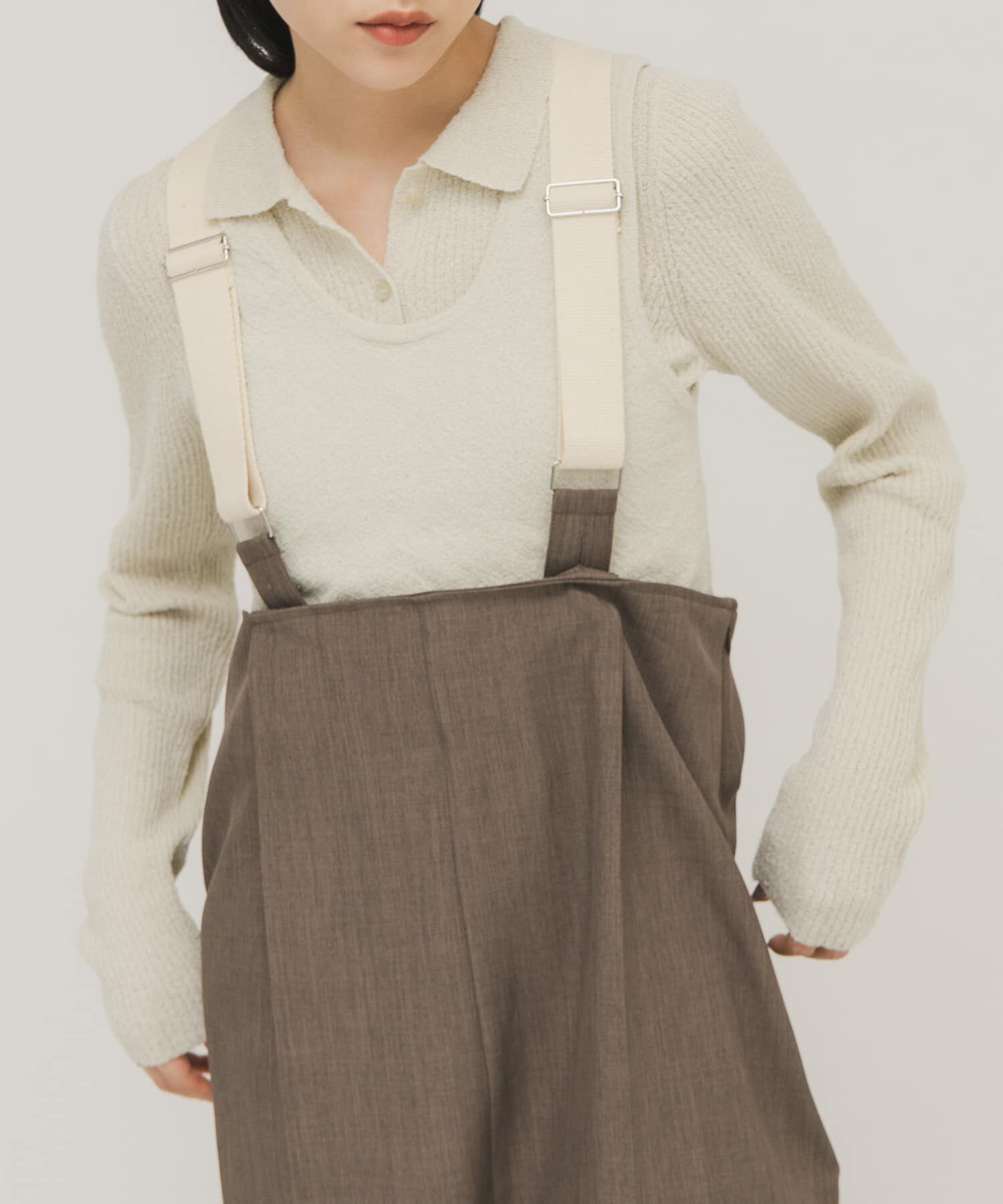  「『一部WEB限定カラー』ミニブークレレイヤードニットシャツ」|ニット・セーター|グリーン系その他