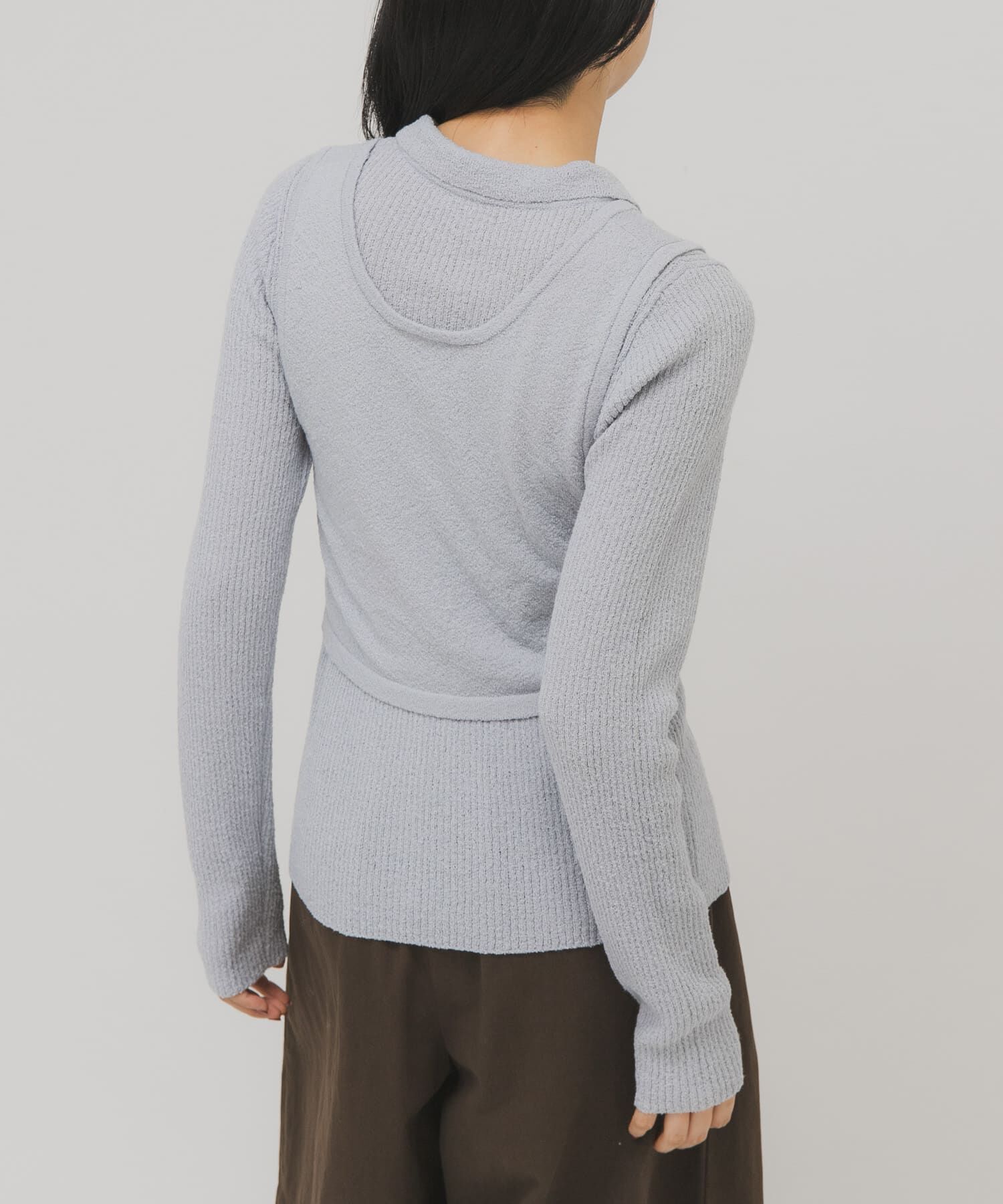  「『一部WEB限定カラー』ミニブークレレイヤードニットシャツ」|ニット・セーター|