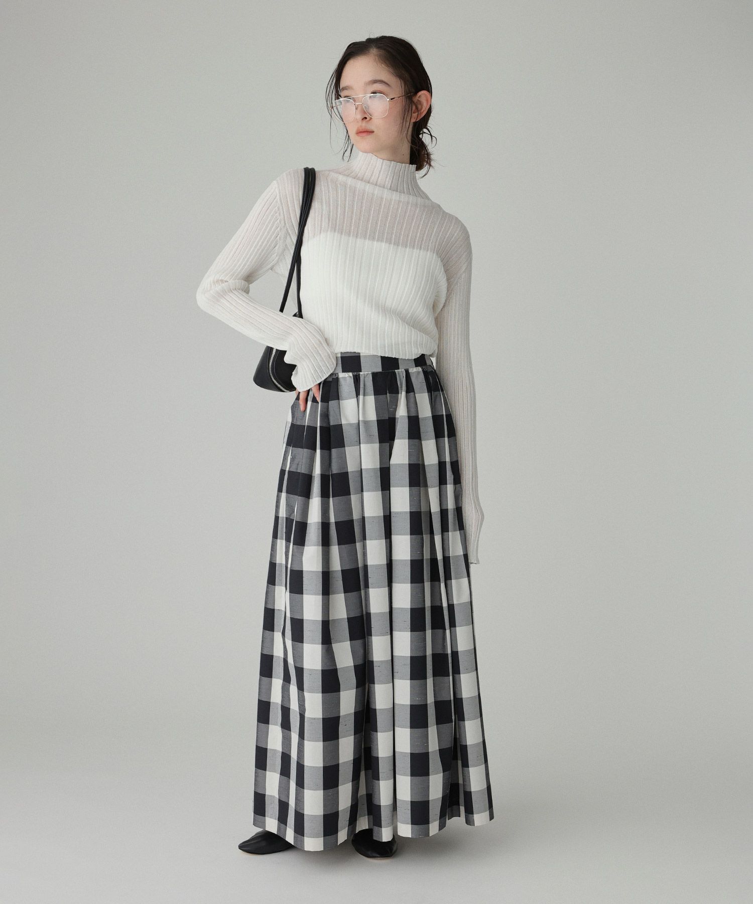 BABYLONE「チェックシャンタンスカート」|スカート|