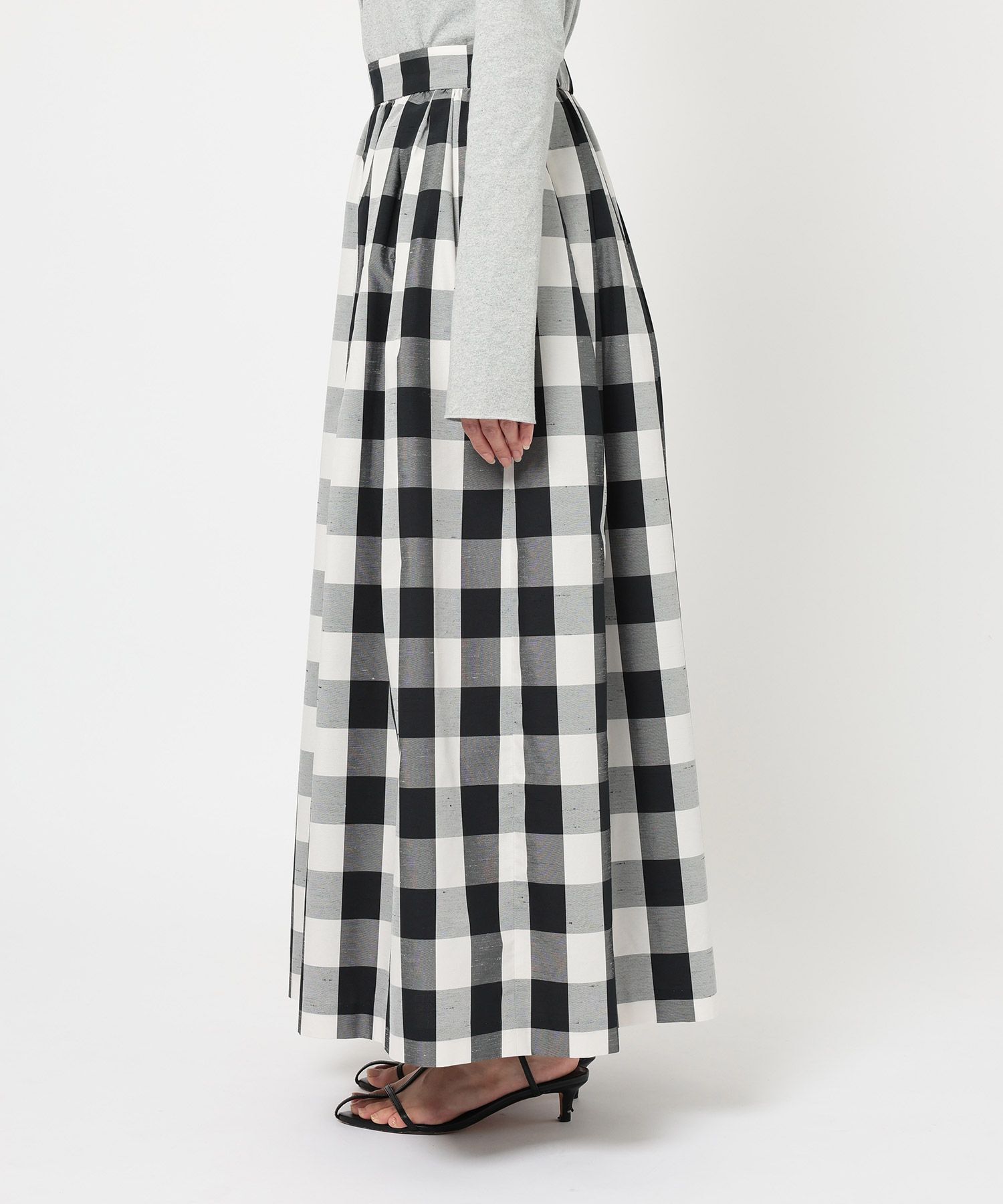 BABYLONE「チェックシャンタンスカート」|スカート|