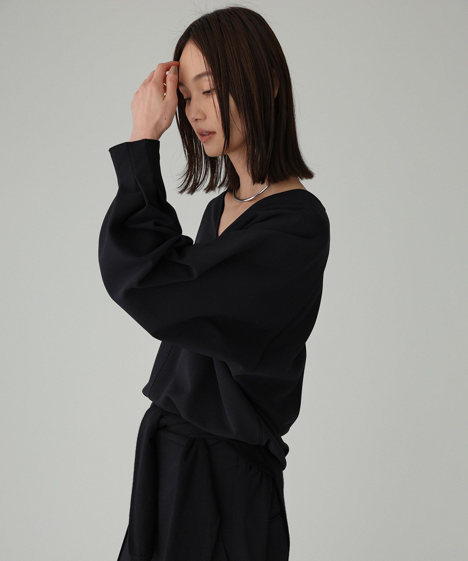 BABYLONE「【多機能素材】ジョーゼットVネックプルオーバー」|シャツ・ブラウス|