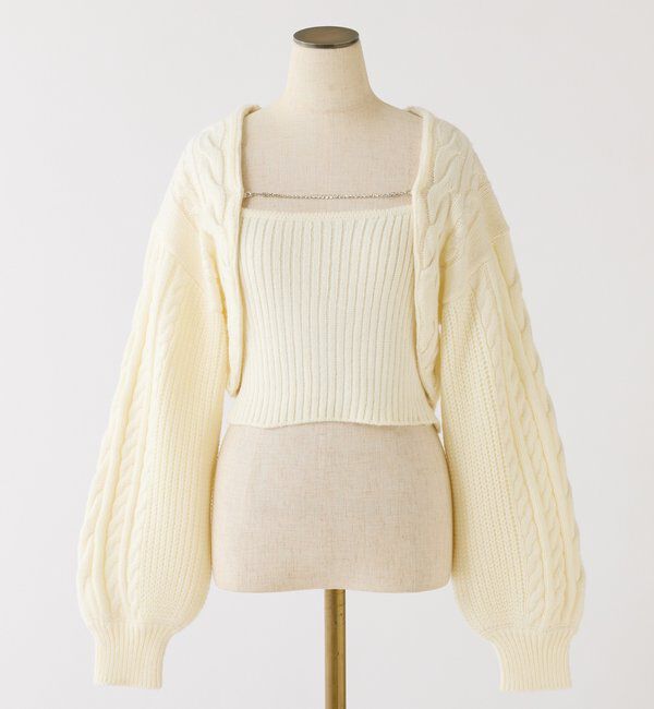  「ケーブルニットアンサンブル」|ニット・セーター|