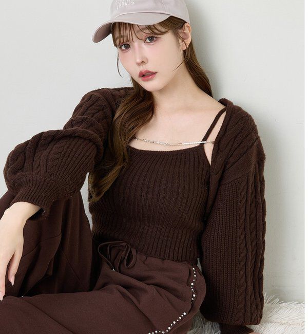  「ケーブルニットアンサンブル」|ニット・セーター|