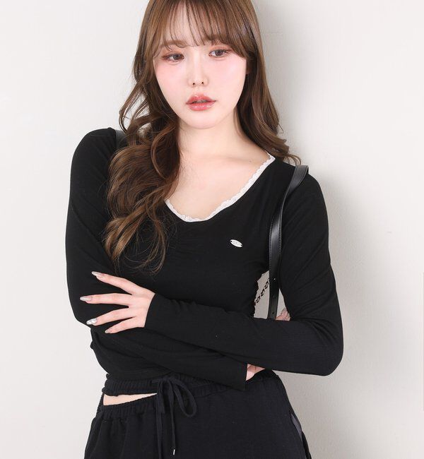  「プレート付きフロントギャザートップ」|プルオーバー|