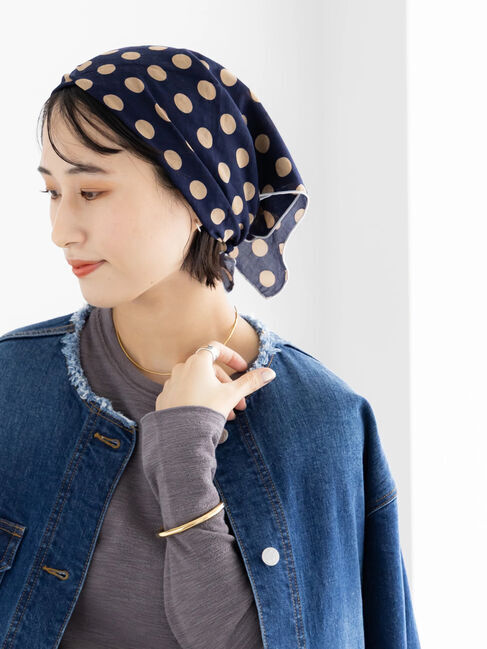 Te chichi「ドット柄コットンスカーフ」|その他|ネイビー