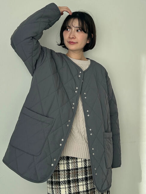 Samansa Mos2 blue「キルトミドルコート」|その他|グレー