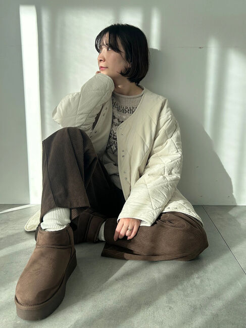 Samansa Mos2 blue「キルトミドルコート」|その他|