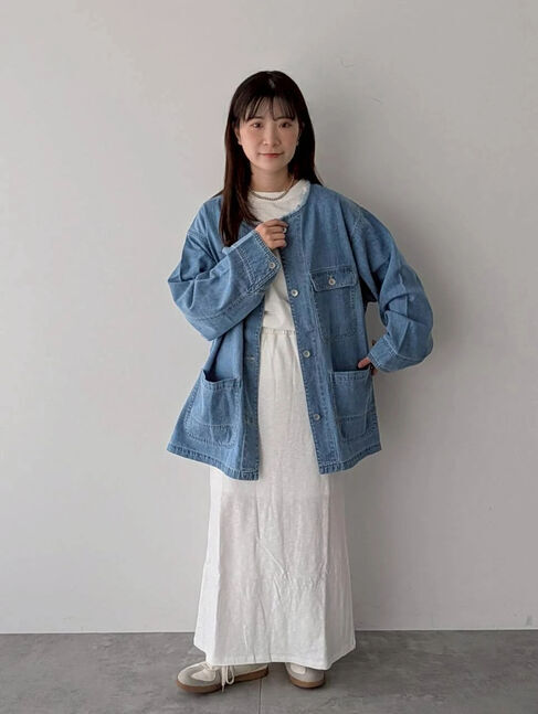 Samansa Mos2「デニムカバーオール」|ブルゾン・スタジャン|
