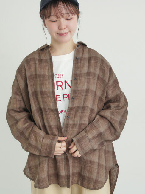 Samansa Mos2「リネンシャツ」|シャツ・ブラウス|チェック