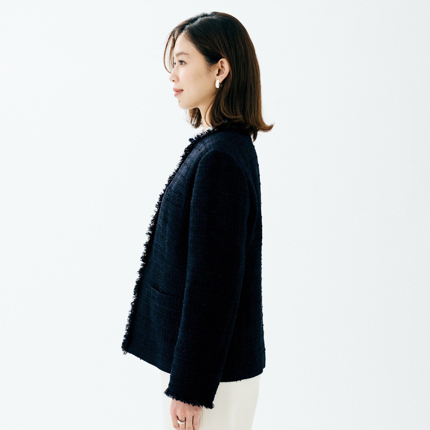 UNTITLED「【セレモニー/華やか】ファンシーツイード ジャケット」|ノーカラージャケット|