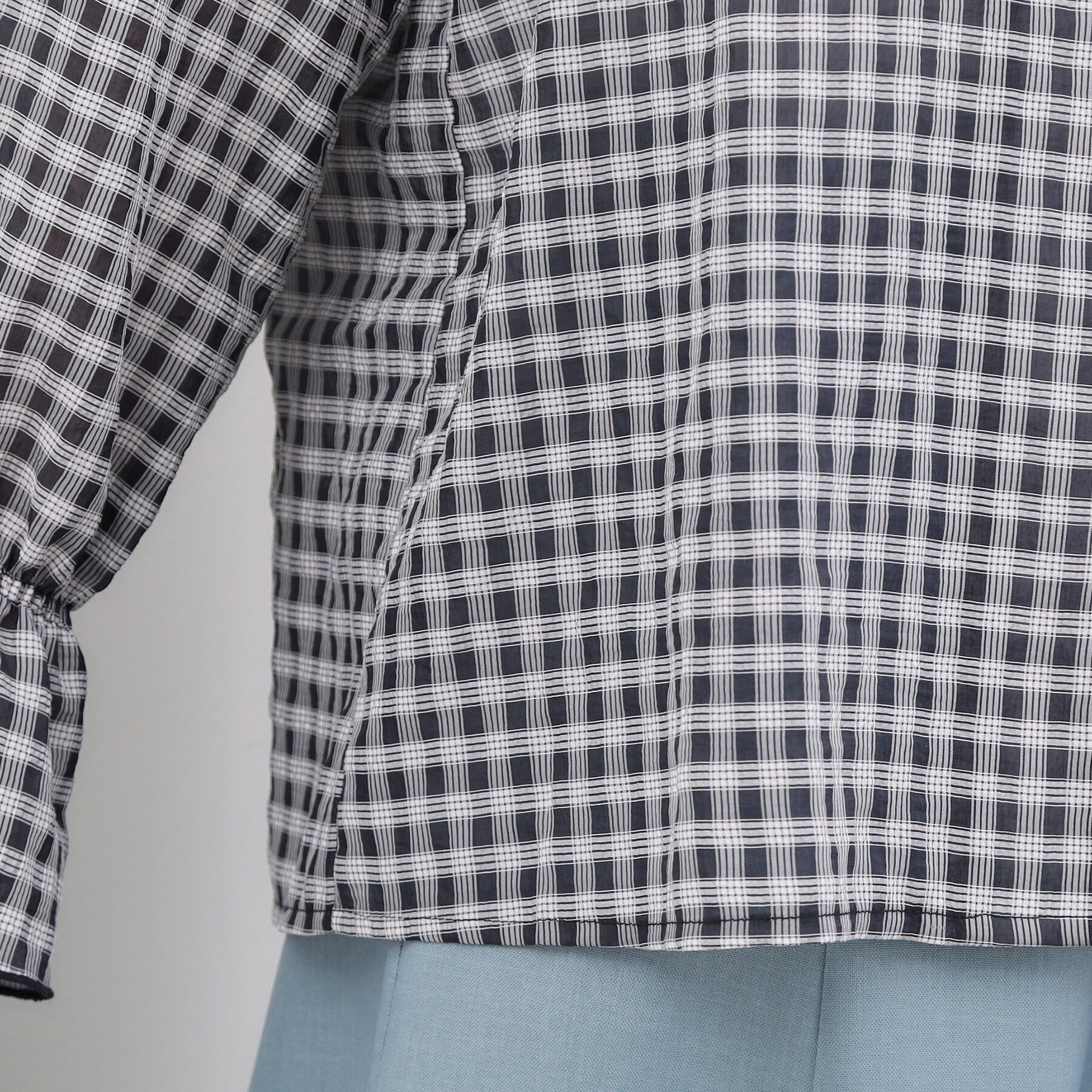 grove「大人の華やぎチェックフリルブラウス」|シャツ・ブラウス|