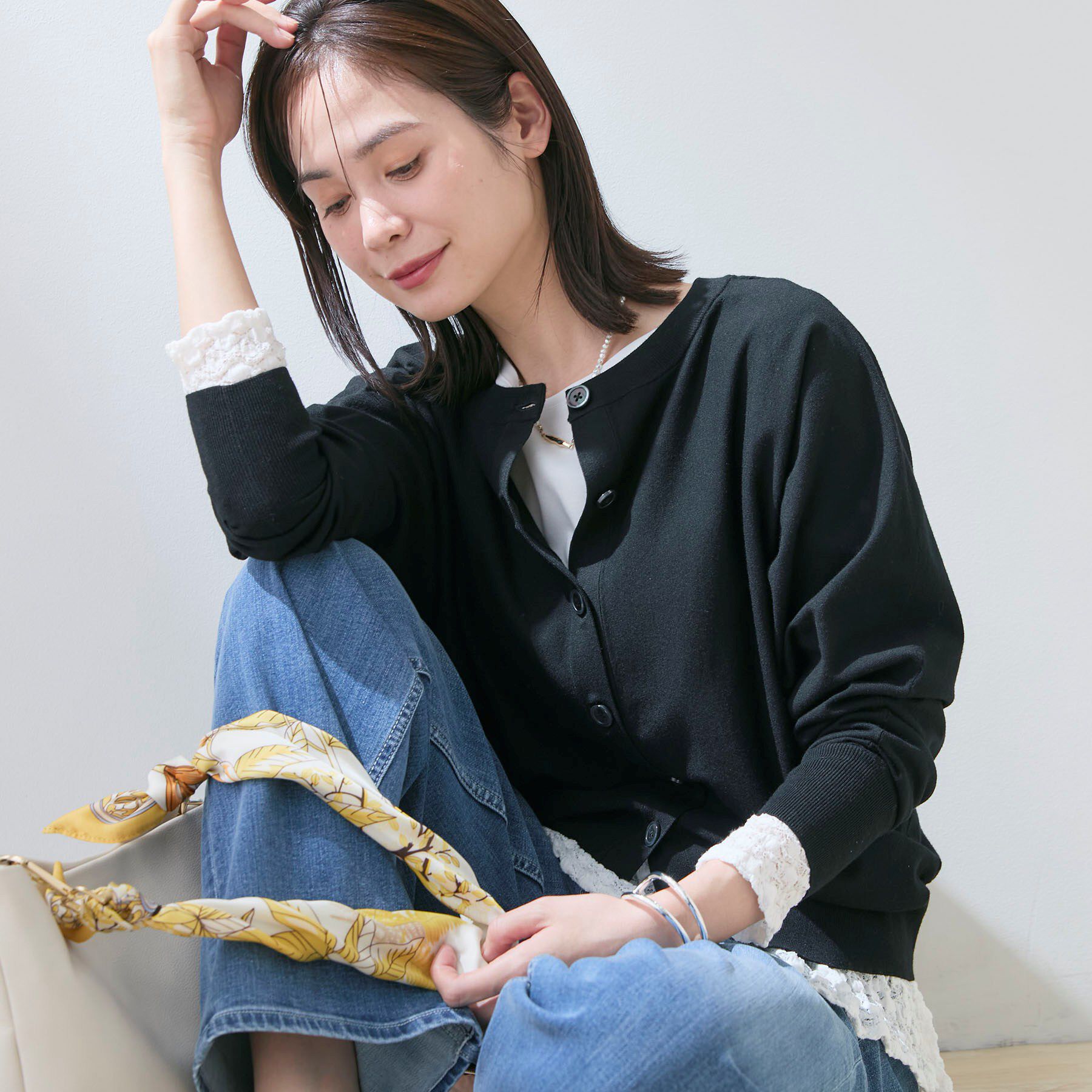 INDIVI「【洗える／前後2WAY／アンサンブル可能】ドルマンスリーブカーディガン」|カーディガン|