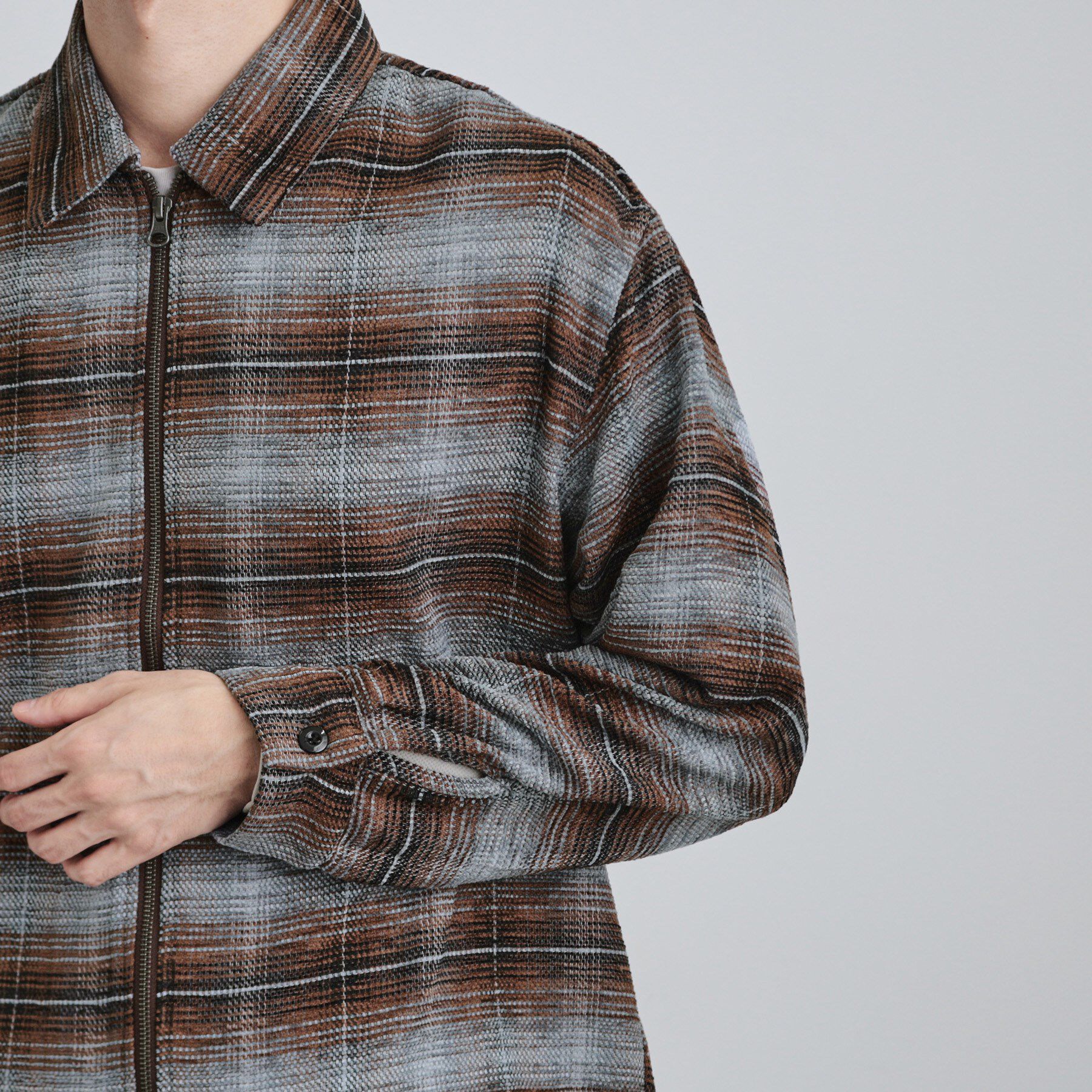 tk.TAKEO KIKUCHI「モールチェックZIPシャツ」|シャツ・ブラウス|