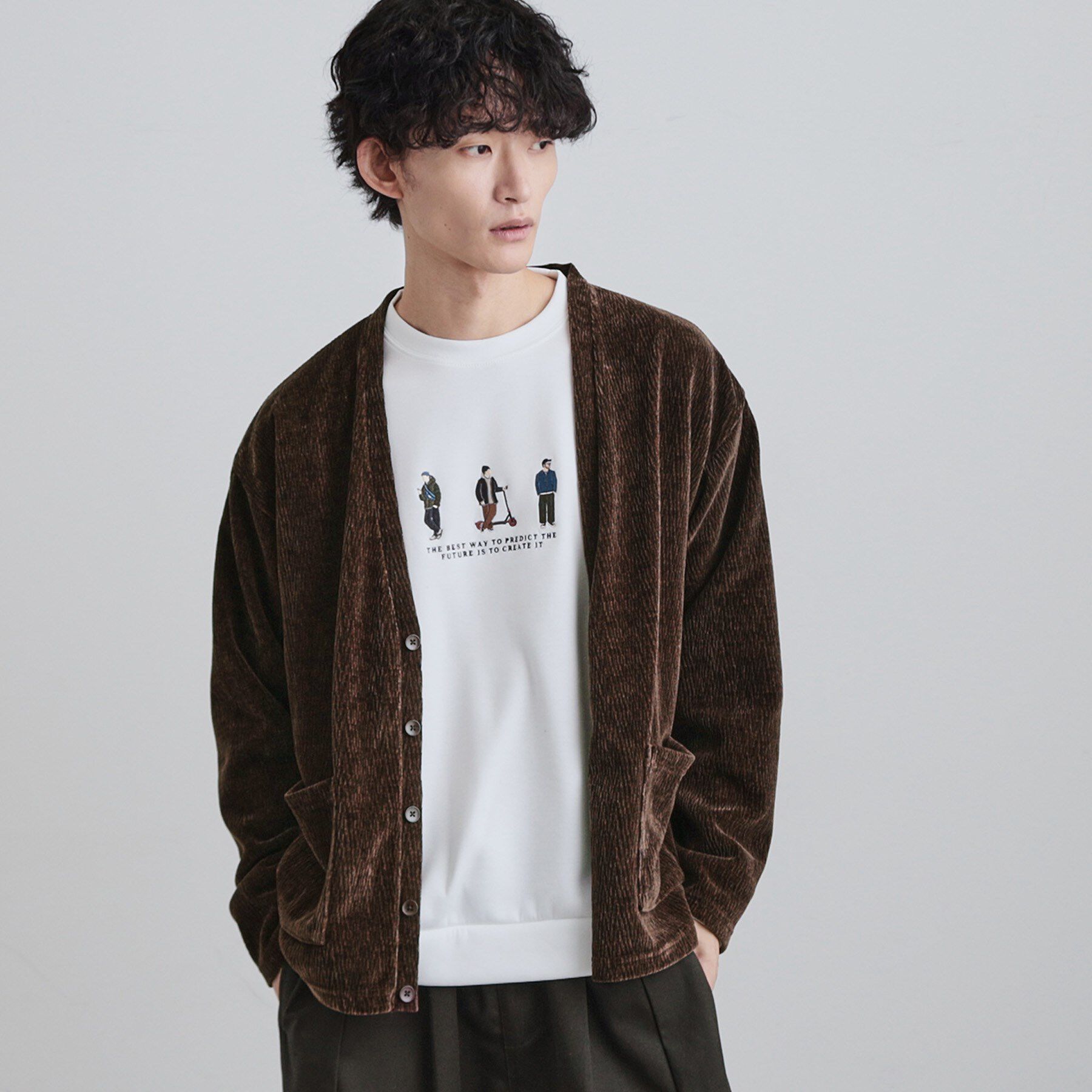 tk.TAKEO KIKUCHI「モールニットソーVカーディガン」|カーディガン|ブラウン(043)