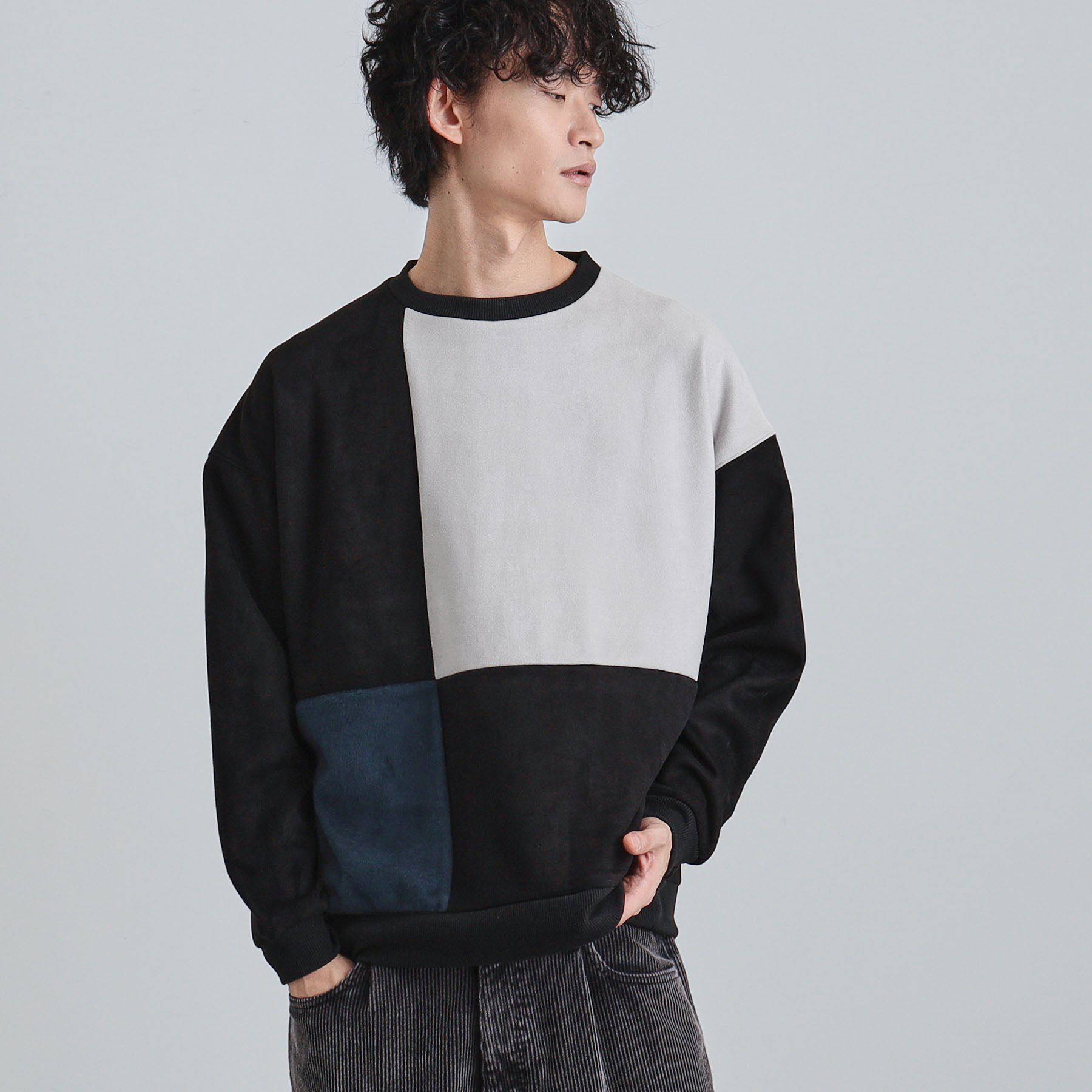 tk.TAKEO KIKUCHI「ダブルフェイス切り替えプルオーバー」|パーカー|ブラック(519)