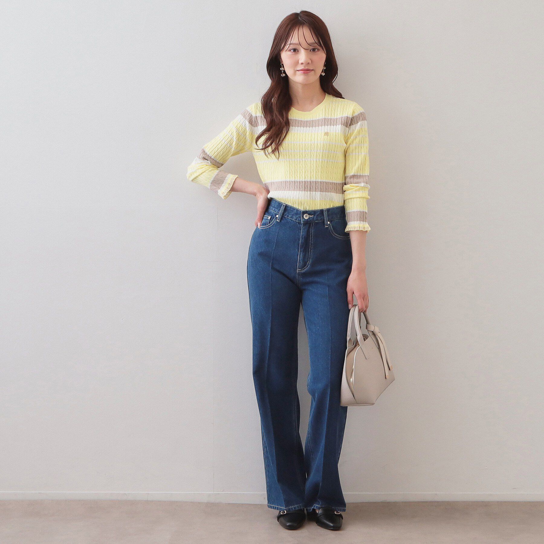 index「ランダムボーダーケーブルニット【洗濯機OK/坑ピル】」|ニット・セーター|