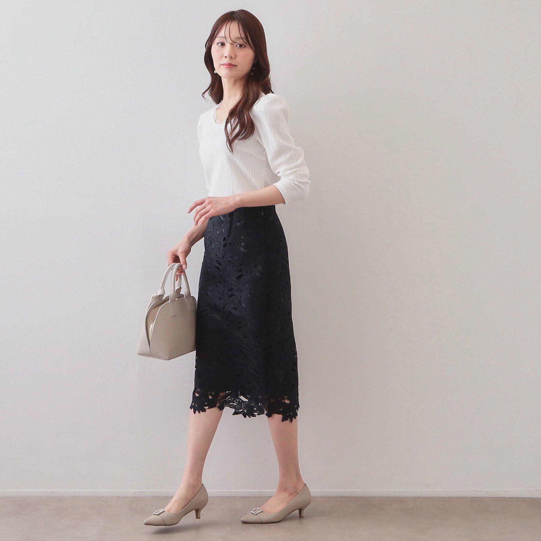 index「衿チュールデザインケーブルジャガードトップス【洗濯機OK】」|Tシャツ・カットソー|