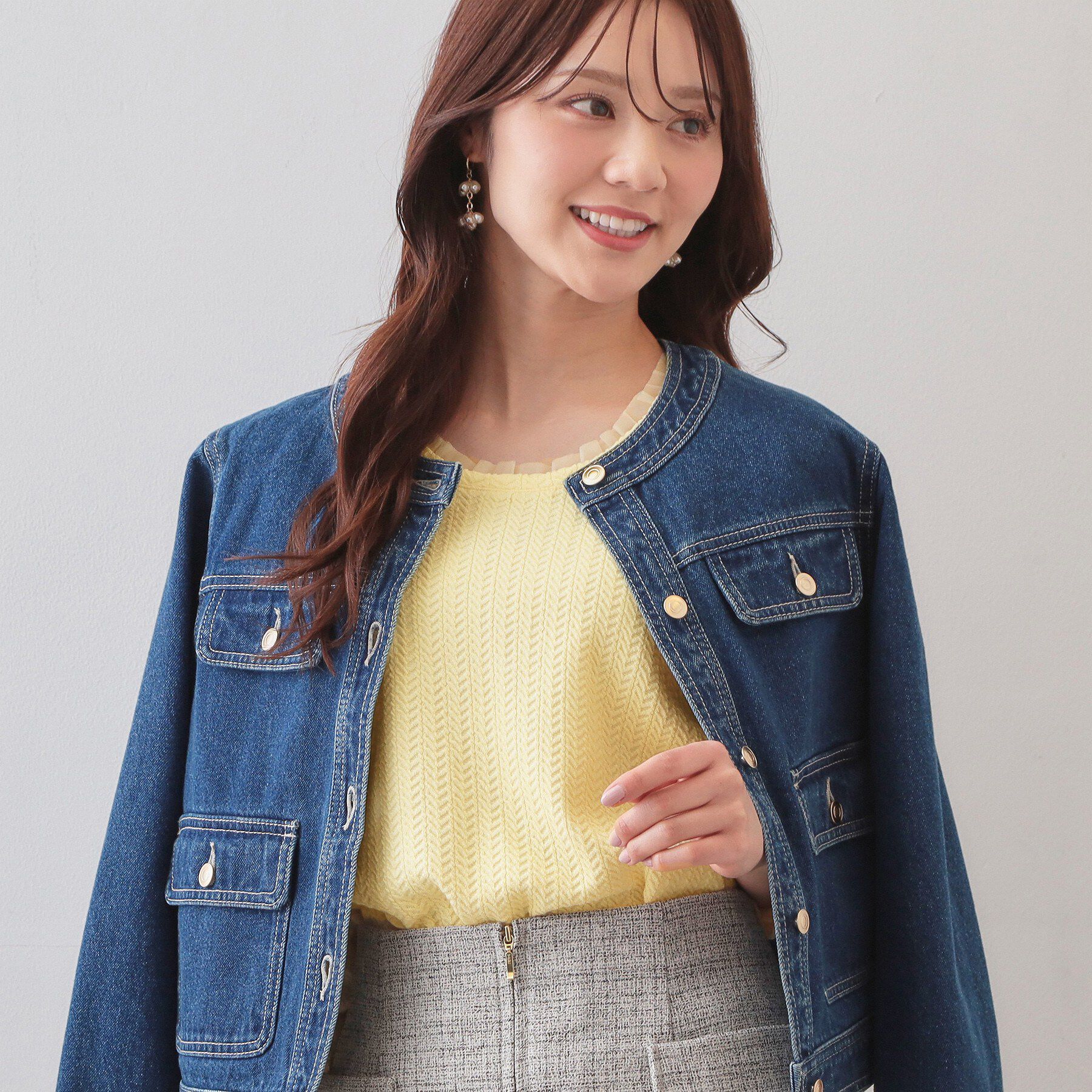 index「衿チュールデザインケーブルジャガードトップス【洗濯機OK】」|Tシャツ・カットソー|