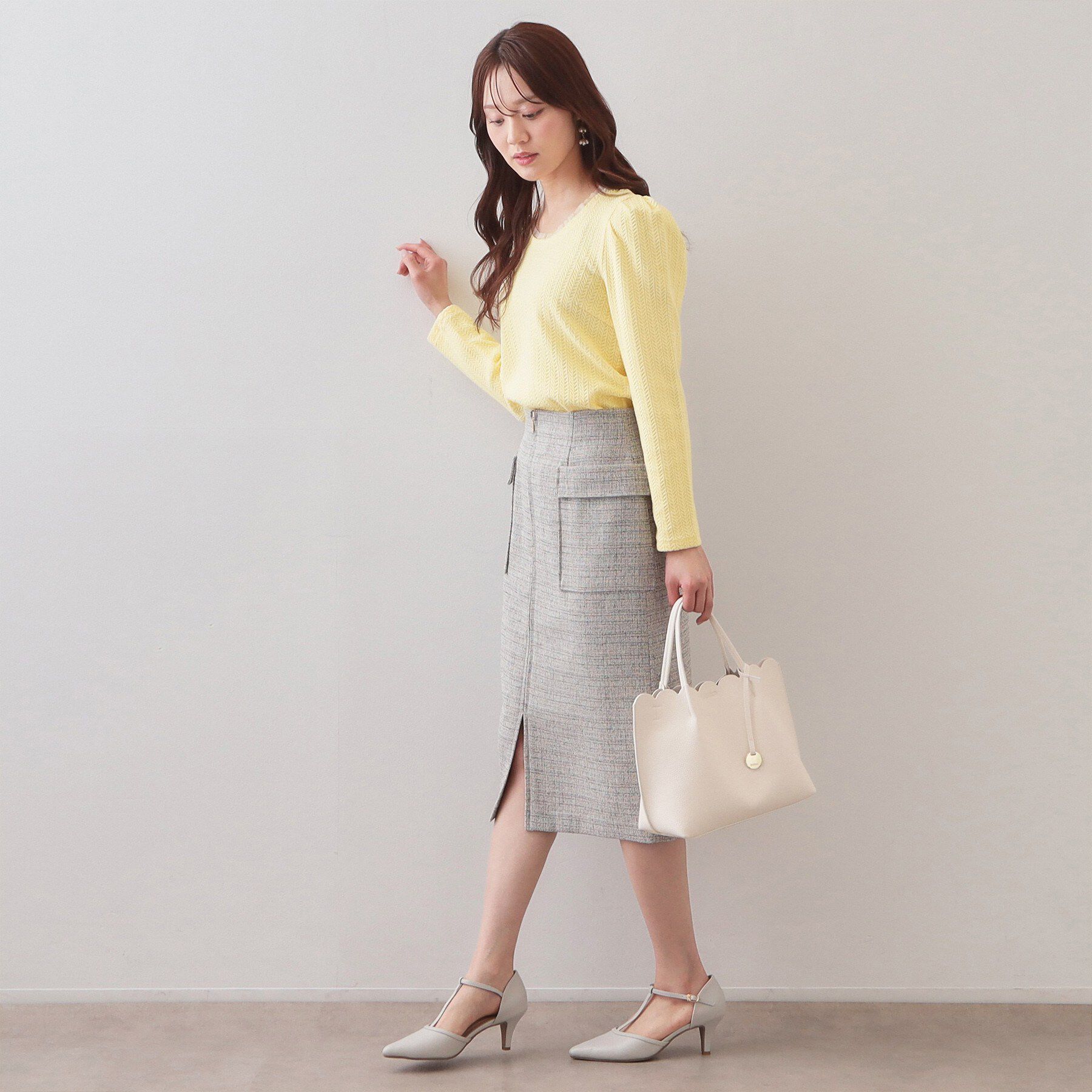 index「衿チュールデザインケーブルジャガードトップス【洗濯機OK】」|Tシャツ・カットソー|