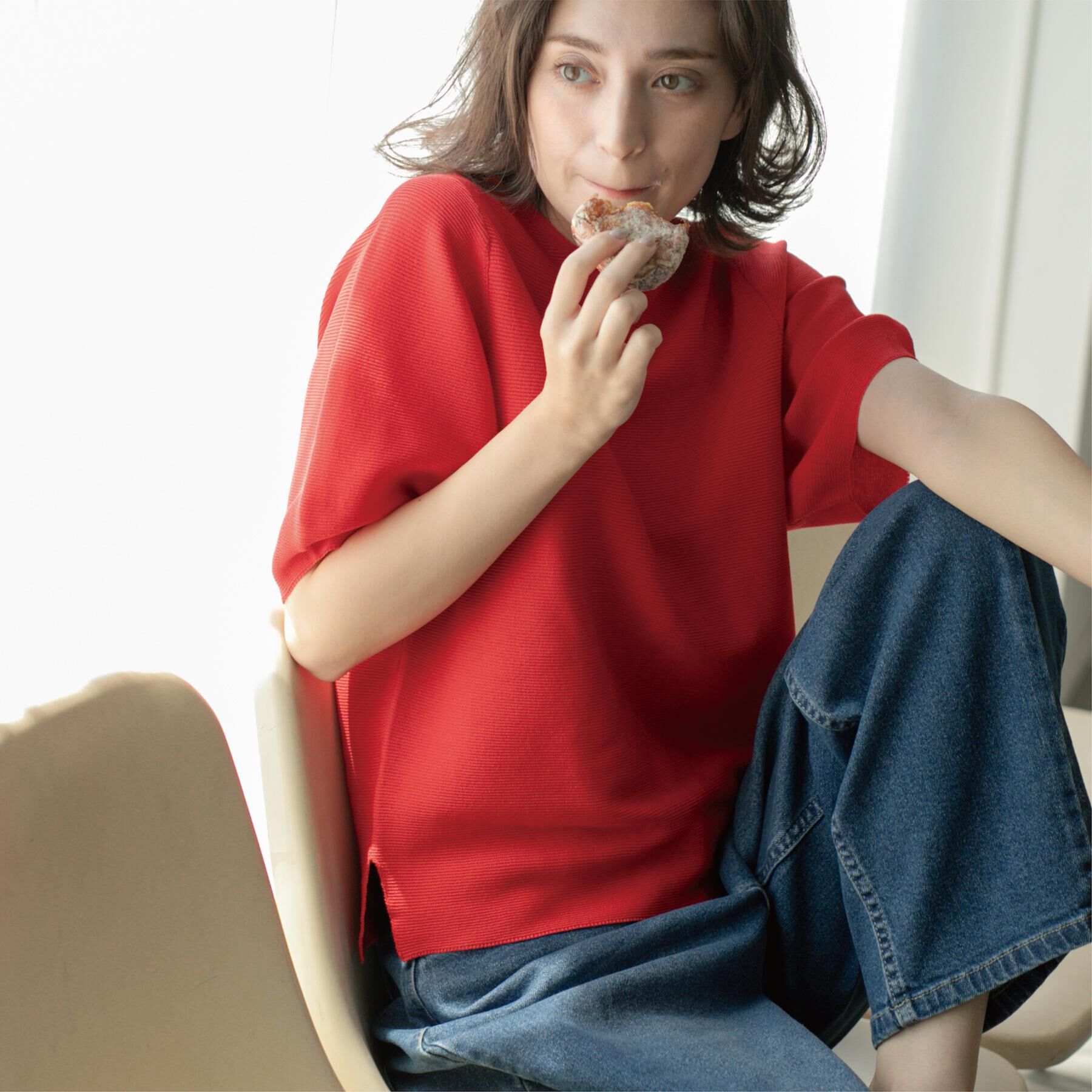 OPAQUE.CLIP「ガーターボリュームスリーブニット【UVケア/洗濯機洗い可】」|ニット・セーター|