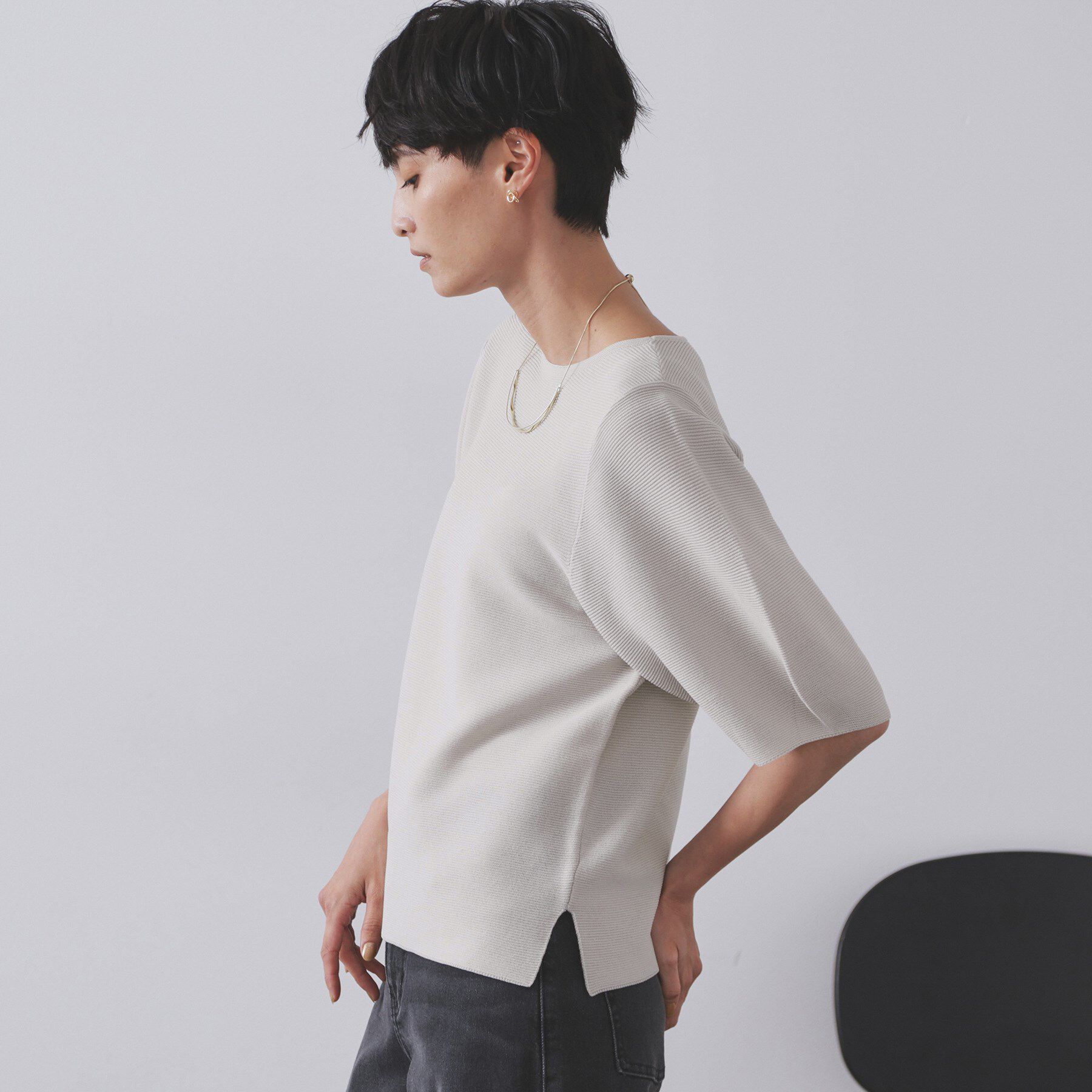 OPAQUE.CLIP「ガーターボリュームスリーブニット【UVケア/洗濯機洗い可】」|ニット・セーター|