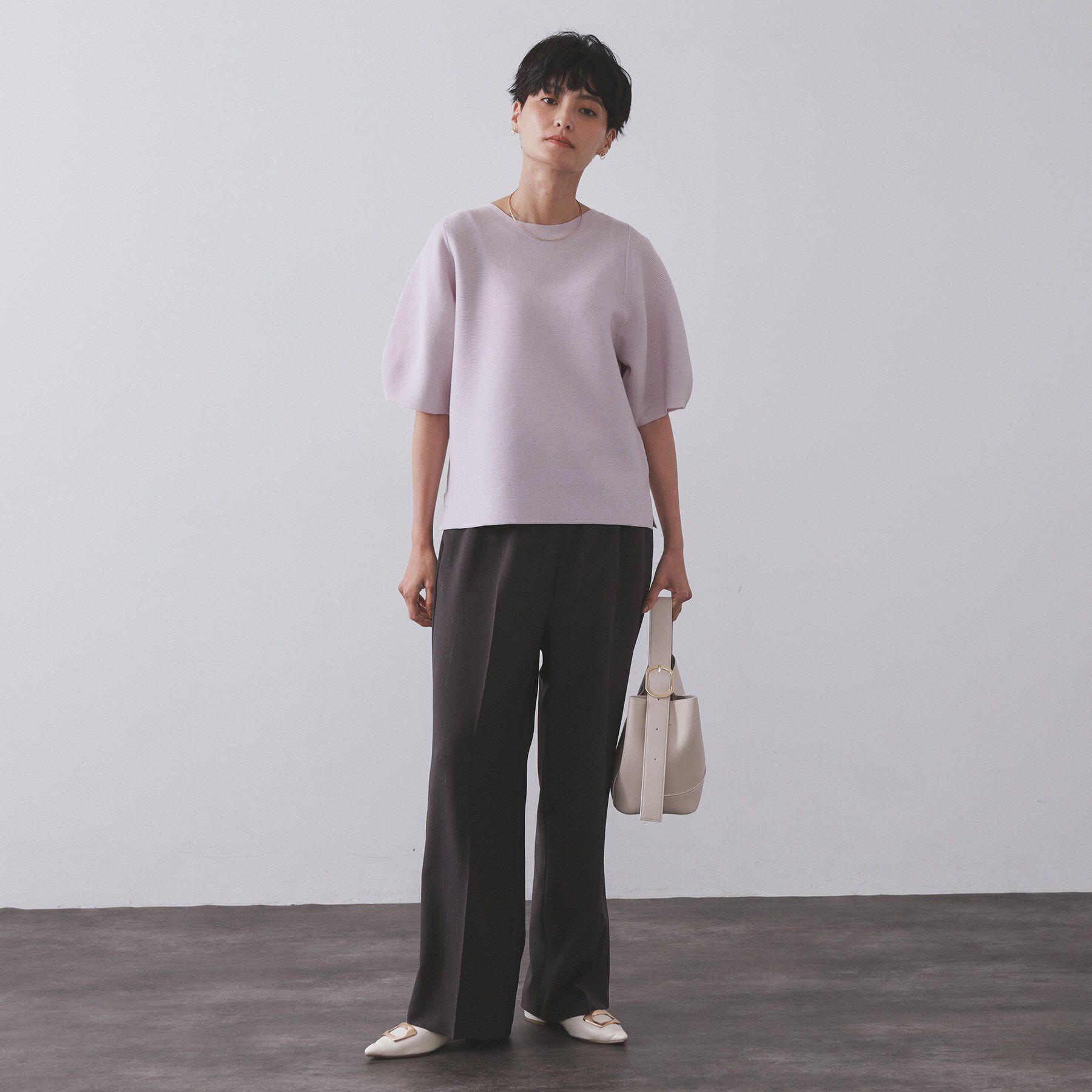 OPAQUE.CLIP「ガーターボリュームスリーブニット【UVケア/洗濯機洗い可】」|ニット・セーター|