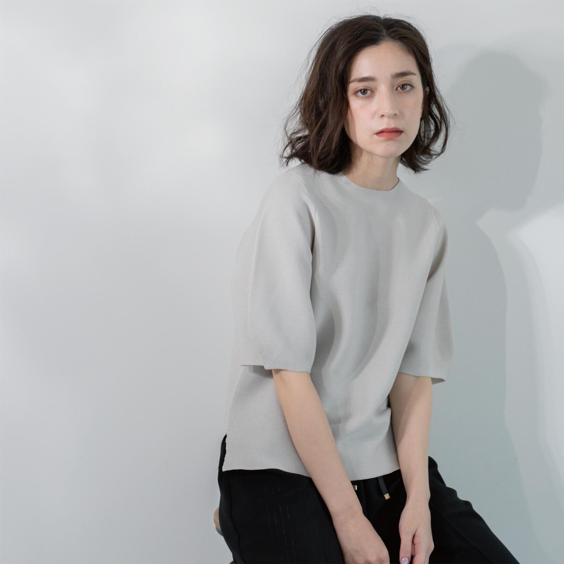 OPAQUE.CLIP「ガーターボリュームスリーブニット【UVケア/洗濯機洗い可】」|ニット・セーター|