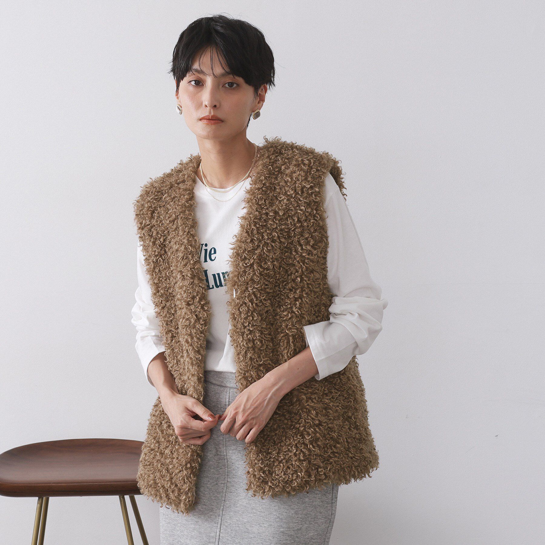 カーリーフェイクファーベスト【洗濯機OK】（OPAQUE.CLIP）｜ルミネの